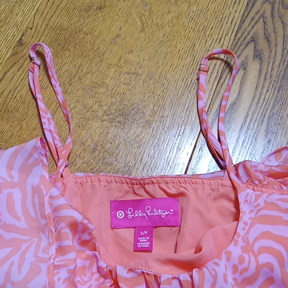 LILLY PULITZER Womens SMALL PETITE White Dress Preowned ORANGE PINK SP MINI - Picture 8 of 8